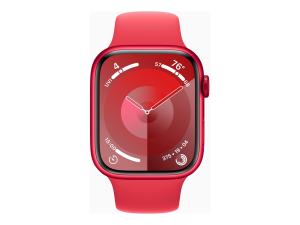 Apple Watch Series 9 (GPS + Cellular) - (PRODUCT) RED - 45 mm - aluminium rouge - montre intelligente avec bande sport - fluoroélastomère - rouge - taille du bracelet : S/M - 64 Go - Wi-Fi, Bluetooth, UWB, LTE - 4G - 39 g - MRYE3QF/A - Montres intelligentes