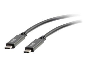 C2G 0.9m (3ft) USB C Cable - USB 3.1 (3A) - M/M USB Type C Cable - Black - Câble USB - 24 pin USB-C (M) pour 24 pin USB-C (M) - USB 3.1 Gen 1 - 3 A - 90 cm - noir - 88830 - Câbles USB