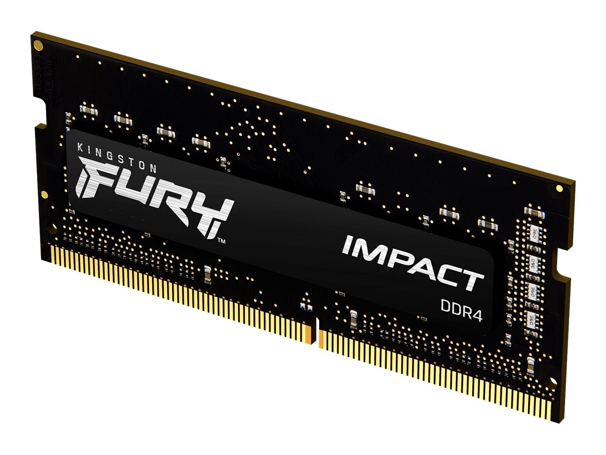 Kingston FURY Impact - DDR4 - kit - 16 Go: 2 x 8 Go - SO DIMM 260 broches - 3200 MHz / PC4-25600 - CL20 - 1.2 V - mémoire sans tampon - non ECC - noir - KF432S20IBK2/16 - Mémoire pour ordinateur portable