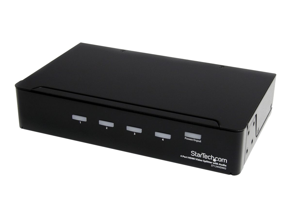 StarTech.com Répartiteur vidéo et amplificateur de signal HDMI haute vitesse à 4 ports avec audio - Répartiteur video - 4 x HDMI + 4 x audio - de bureau - pour P/N: SVA12M2NEUA, SVA12M5NA - ST124HDMI2 - Commutateurs KVM
