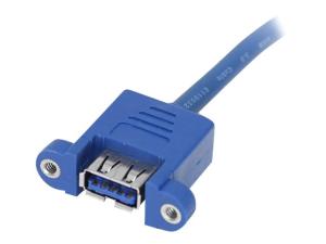 StarTech.com Câble USB 3.0 2 ports monté sur panneau – Câble USB A vers adaptateur carte mère F/F - Câble interne USB vers externe - USB type A (F) pour IDC 20 broches (F) - 50 cm - bleu - USB3SPNLAFHD - Câbles USB