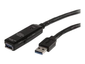 StarTech.com Câble d'extension USB 3.0 actif 5 m - M/F - Rallonge de câble USB - USB type A (M) pour USB type A (F) - USB 3.0 - 5 m - actif - noir - pour P/N: PEXUSB3S2EI, PEXUSB3S42, PEXUSB3S7, ST7300U3M, ST7300USB3B, SVA5H2NEUA, USB3SAA3MBK - USB3AAEXT5M - Câbles USB