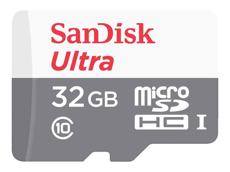 SanDisk Ultra - Carte mémoire flash (adaptateur microSDHC - SD inclus(e)) - 32 Go - Class 10 - microSDHC UHS-I - SDSQUNR-032G-GN6TA - Cartes flash