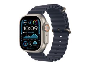 Apple Watch Ultra 2 - 49 mm - titanium naturel - montre intelligente avec Bracelet Océan - fluoroélastomère - marine - taille du poignet : 130-200 mm - 64 Go - LTE, Wi-Fi 4, UWB, Bluetooth - 4G - 61.4 g - MX4D3NF/A - Montres intelligentes