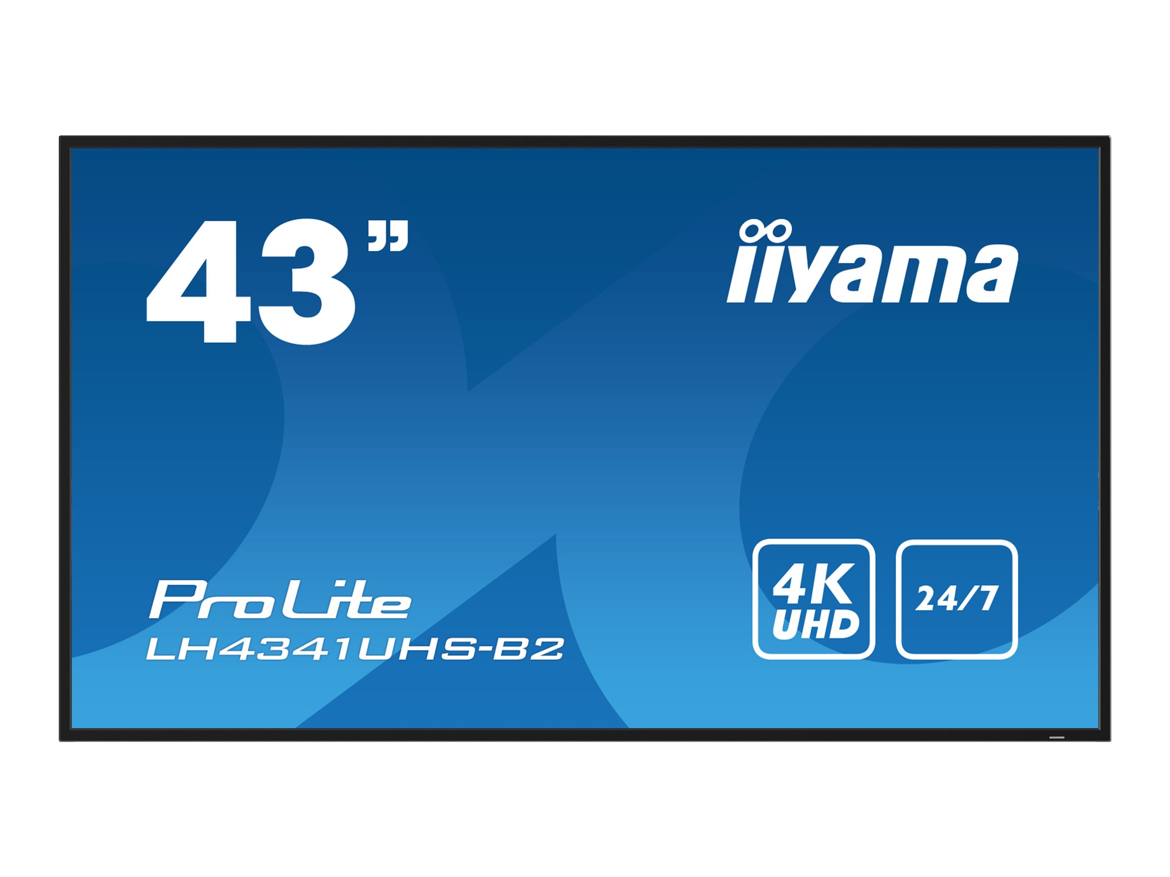 iiyama ProLite LH4341UHS-B2 - Classe de diagonale 43" (42.5" visualisable) écran LCD rétro-éclairé par LED - signalisation numérique - 4K UHD (2160p) 3840 x 2160 - noir, brillant - LH4341UHS-B2 - Écrans de signalisation numérique