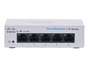 Cisco Business 110 Series 110-5T-D - Commutateur - non géré - 5 x 10/100/1000 - de bureau, Montable sur rack, fixation murale - Tension CC - CBS110-5T-D-EU - Concentrateurs et commutateurs gigabit
