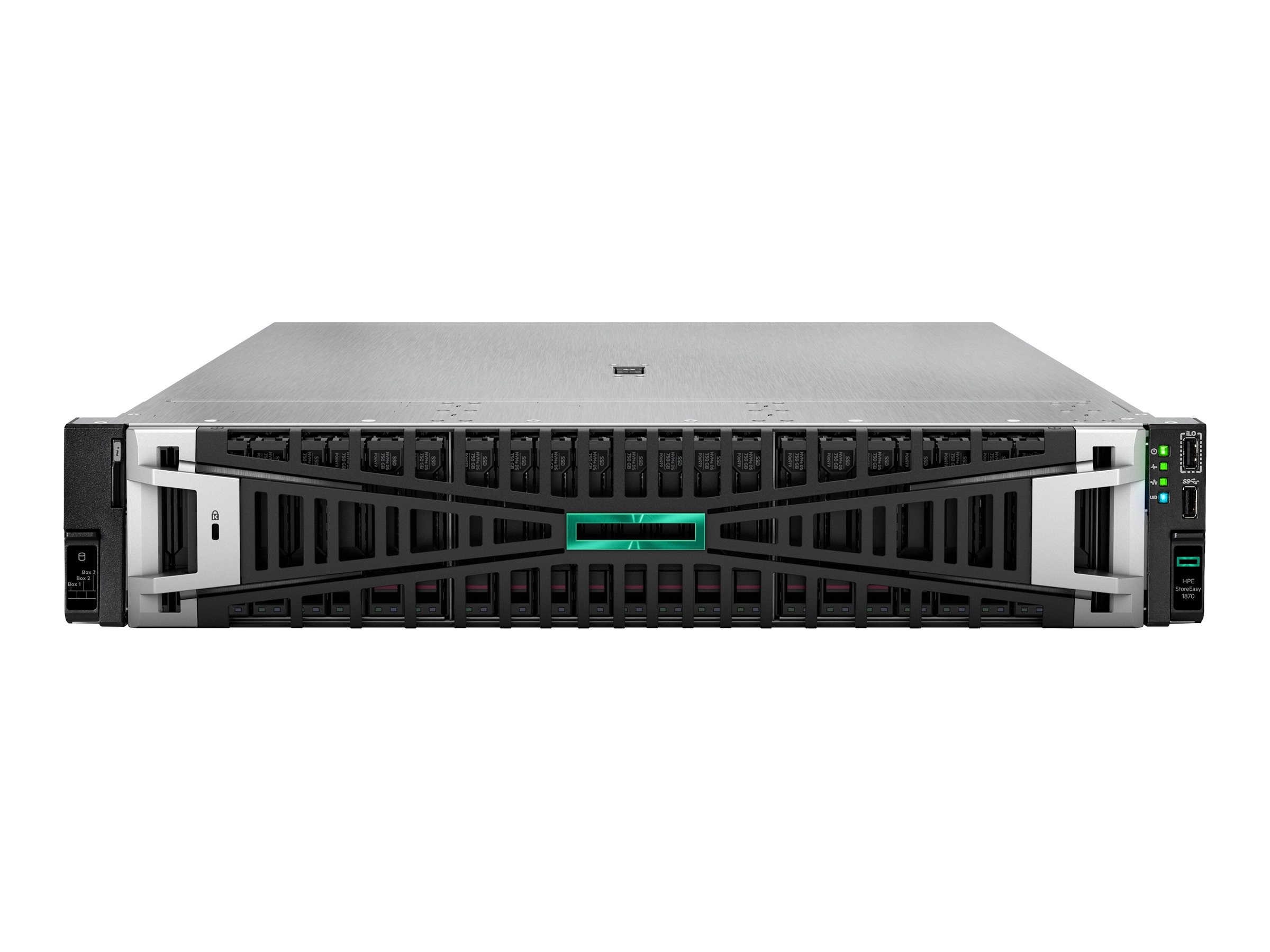 HPE StoreEasy 1870 Standard - Serveur NAS - 24 Baies - rack-montable - Serial ATA-600 / SAS 3.0 / PCI Express (NVMe) - RAID RAID 0, 1, 5, 6, 10, RAID 1T, RAID 10T - RAM 32 Go - 10 Gigabit Ethernet - iSCSI support - 2U - CTO - S2A36A - NAS