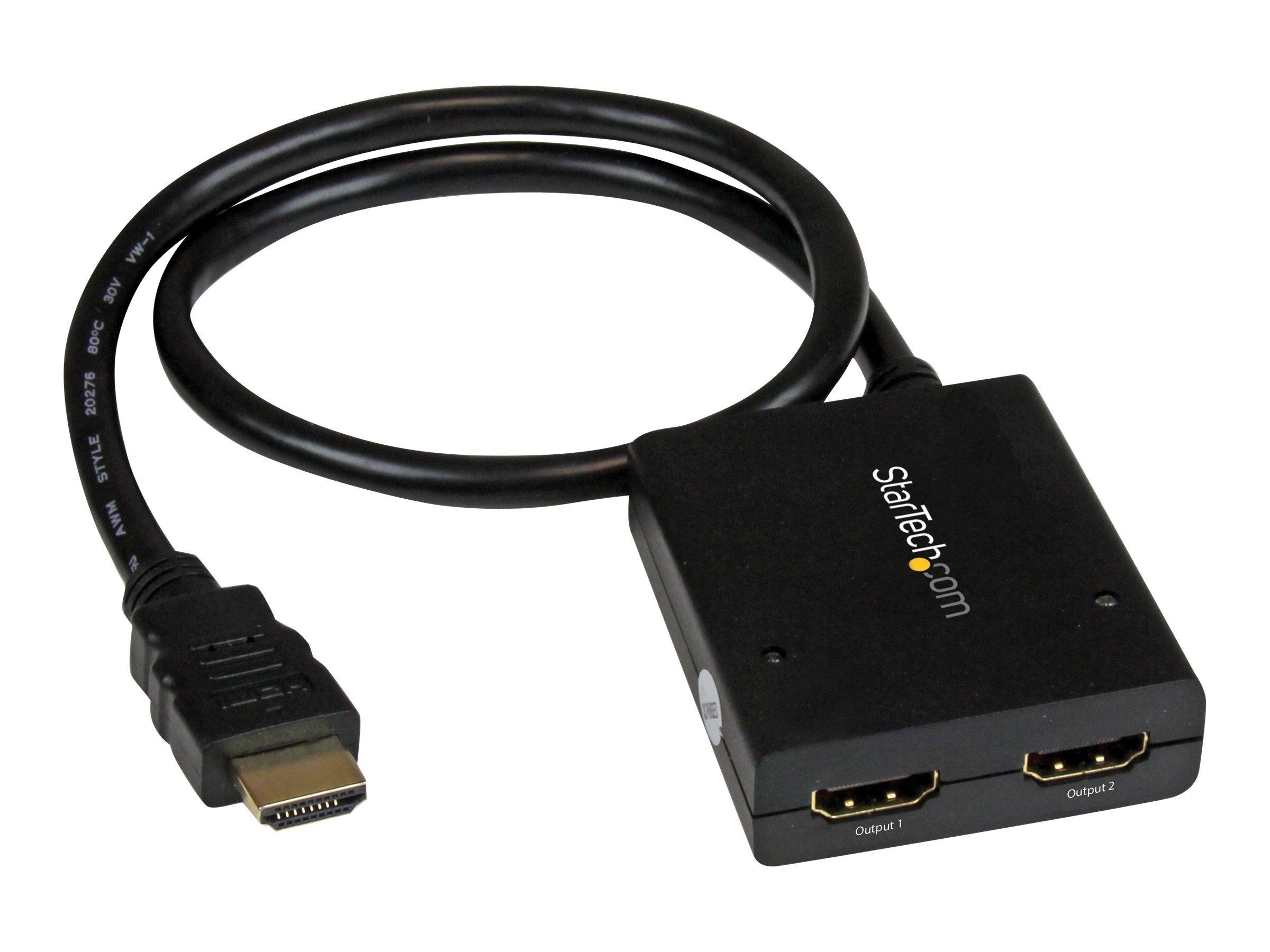 StarTech.com Répartiteur vidéo HDMI 4K à 2 ports - Splitter HDMI 1 x 2 alimenté par USB ou adaptateur d'alimentation - 4K @ 30Hz - Répartiteur vidéo/audio - 2 x HDMI - de bureau - pour P/N: ST121SHD50, SVA5M3NEUA - ST122HD4KU - Commutateurs KVM