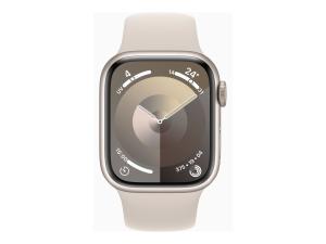 Apple Watch Series 9 (GPS) - 41 mm - aluminium droit - montre intelligente avec bande sport - fluoroélastomère - droit - taille du bracelet : S/M - 64 Go - Wi-Fi, UWB, Bluetooth - 31.9 g - MR8T3QF/A - Montres intelligentes
