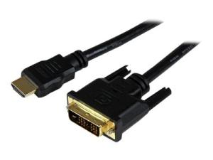 StarTech.com Câble HDMI vers DVI-D M/M 1,5 m - Cordon HDMI vers DVI-D Mâle / Mâle - 1,5 Mètres Noir - Plaqués Or - Câble adaptateur - DVI-D mâle pour HDMI mâle - 1.5 m - blindé - noir - HDDVIMM150CM - Câbles HDMI