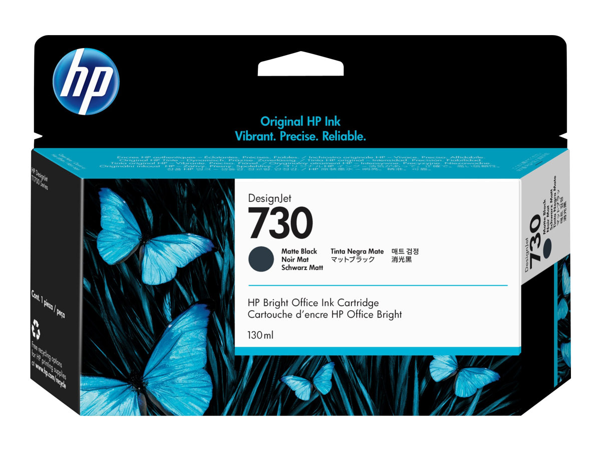 HP 730 - 130 ml - noir mat - original - DesignJet - cartouche d'encre - pour DesignJet SD Pro MFP, T1600, T1600dr, T1700, T1700dr, T1708, T1708dr, T2600, T2600dr - P2V65A - Cartouches d'imprimante