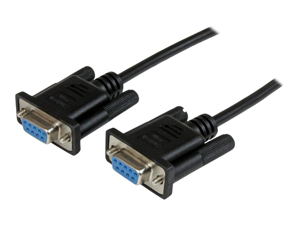 StarTech.com Câble null modem série DB9 RS232 de 2m - Cordon série DB9 vers DB9 - Femelle / Femelle - Noir - Câble de modem nul - DB-9 (F) pour DB-9 (F) - 2 m - moulé, vis moletées - noir - pour P/N: PCI2S5502, PEX4S953, PEX4S953LP - SCNM9FF2MBK - Câbles série