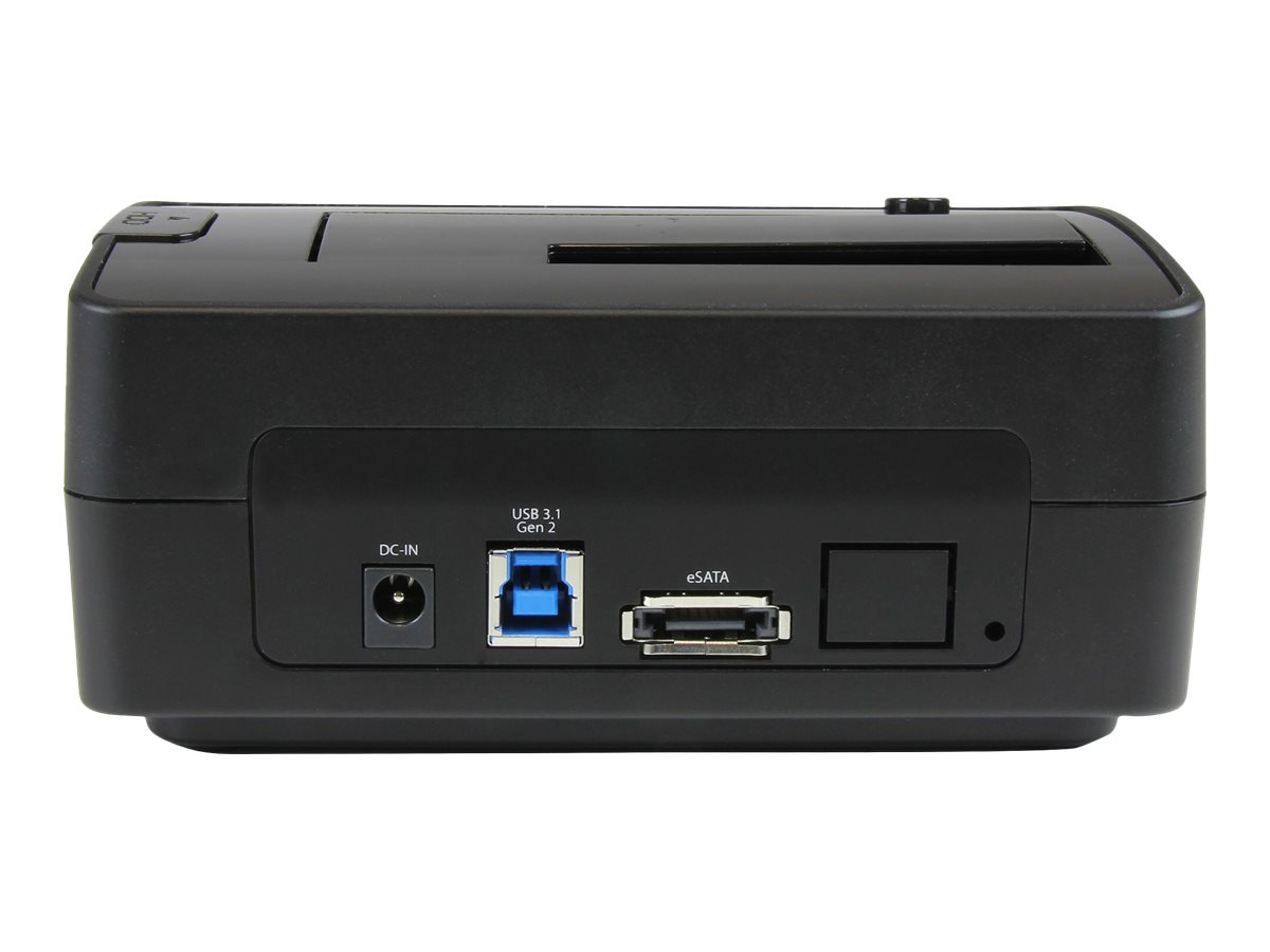 StarTech.com Station d'accueil USB 3.1 (USB-A, USB-C) ou eSATA pour disque dur / SSD SATA de 2,5"/3,5" - Câbles USB-A et USB-C intégrés - Station d'accueil HDD - baies : 1 - 2.5", 3.5" - SATA 6Gb/s - eSATA, USB 3.1 (Gen 2) - noir - SDOCKU313E - Adaptateurs de stockage