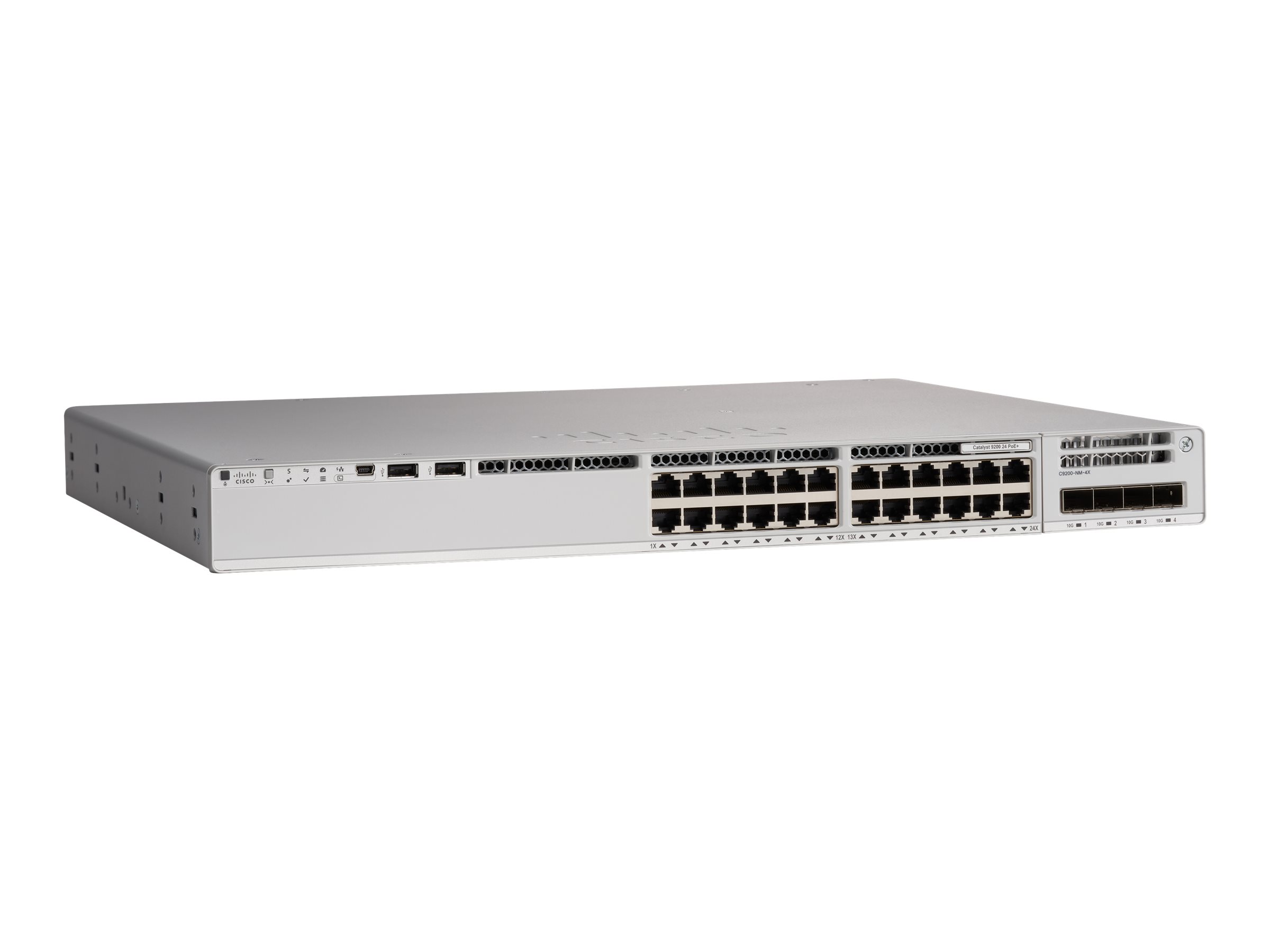 Cisco Catalyst 9200L - Network Advantage - commutateur - C3 - 24 x 10/100/1000 (PoE+) + 4 x SFP+ 10 Go (liaison montante) - Montable sur rack - PoE+ (740 W) - C9200L-24P-4X-A - Concentrateurs et commutateurs gigabit