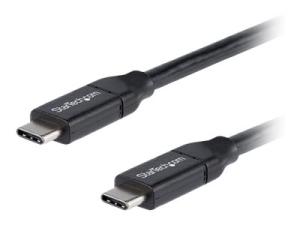 StarTech.com Câble USB-C vers USB-C avec Power Delivery 5A de 1 m - Cordon USB 2.0 Type-C certifié USB-IF - Noir - Câble USB - 24 pin USB-C (M) pour 24 pin USB-C (M) - Thunderbolt 3 / USB 2.0 - 5 A - 1 m - noir - USB2C5C1M - Câbles USB