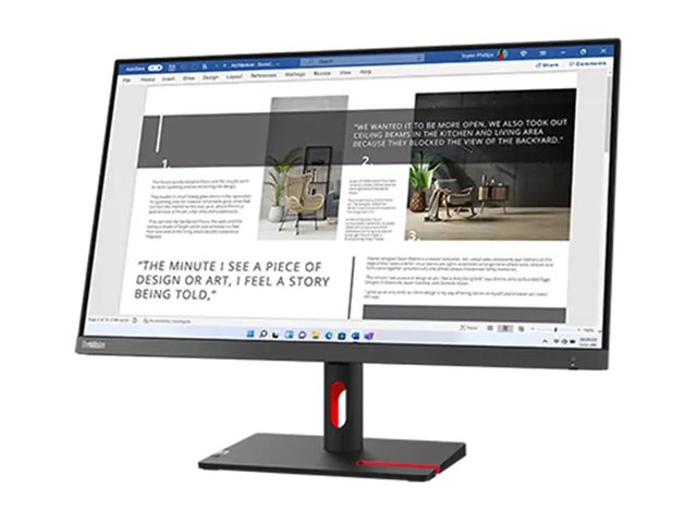 Lenovo ThinkVision S27i-30 - Écran LED - 27" - 1920 x 1080 Full HD (1080p) @ 100 Hz - IPS - 300 cd/m² - 1300:1 - 4 ms - 2xHDMI, VGA - gris orage - 63DFKAT4EU - Écrans d'ordinateur