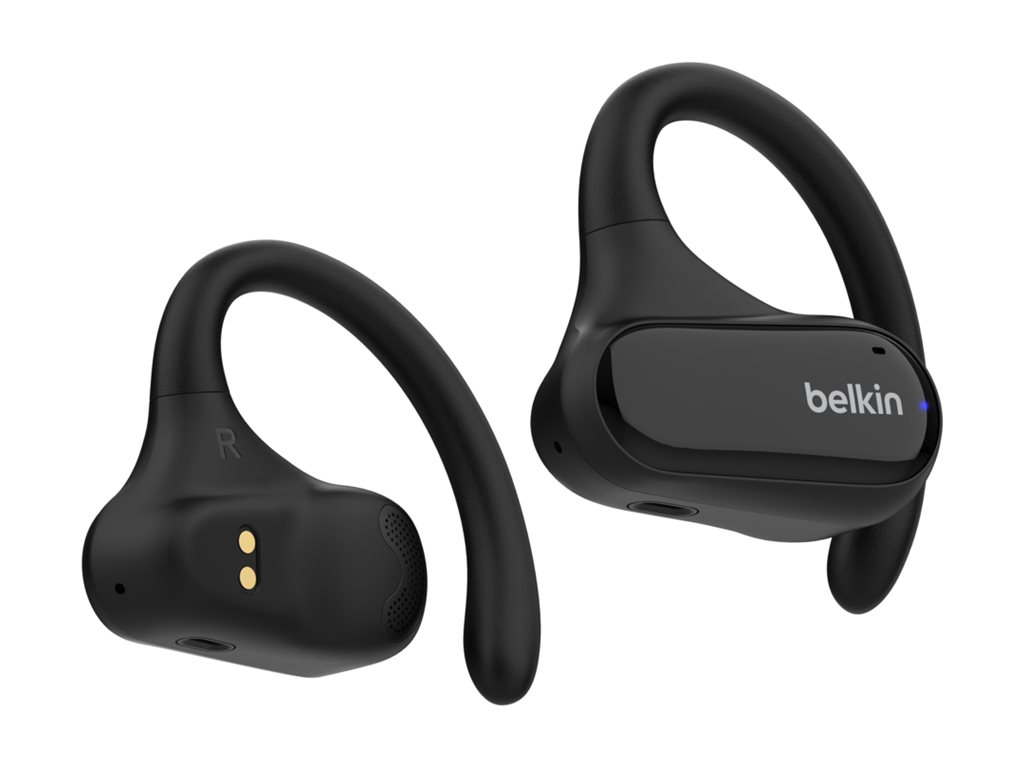 Belkin SoundForm ClearFit - Écouteurs sans fil avec micro - oreille dégagée - montage sur l'oreille - Bluetooth - noir - AUC013CTBK - Écouteurs