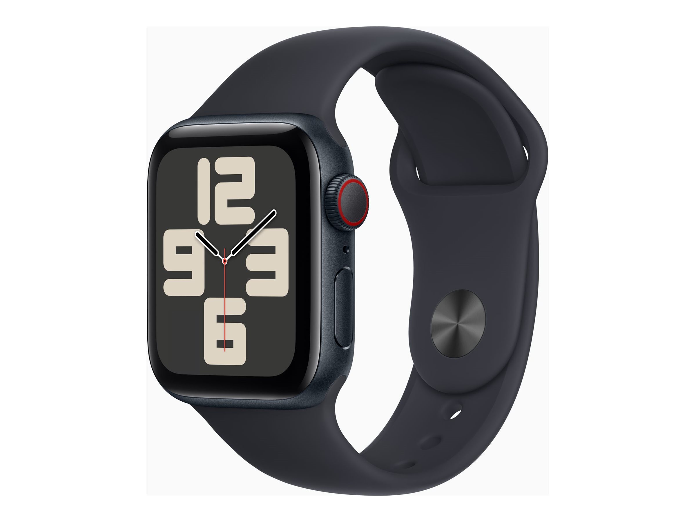 Apple Watch SE (GPS + Cellular) - 2e génération - 40 mm - aluminium minuit - montre intelligente avec bande sport - fluoroélastomère - minuit - taille du bracelet : S/M - 32 Go - Wi-Fi, LTE, Bluetooth - 4G - 27.8 g - MRG73QF/A - Montres intelligentes