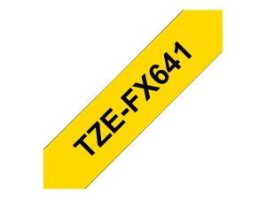 Brother TZe-FX641 - Noir sur jaune - rouleau (1,8 cm x 8 m) 1 cassette(s) ruban flexible - pour Brother PT-D600; P-Touch PT-3600, D400, D450, D600, D800, E550, H101, P750, P900, P950 - TZEFX641 - Rouleaux de papier