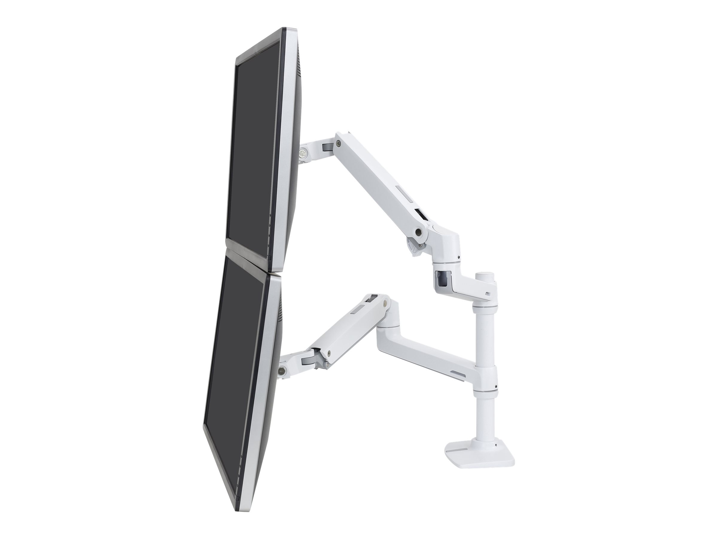 Ergotron LX - Kit de montage (fixation par pince pour bureau, poteau, 2 bras articulés, 2 supports d'extension) - pour 2 écrans LCD - aluminium, acier - blanc - Taille d'écran : jusqu'à 24 pouces - ordinateur de bureau - 45-492-216 - Montages pour TV et moniteur