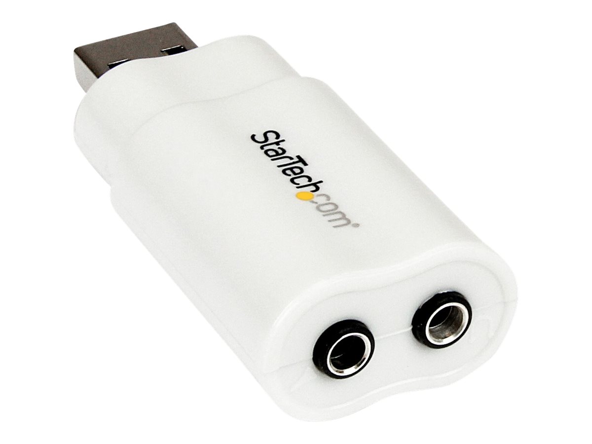 StarTech.com Carte son externe USB vers audio stéréo - Adaptateur audio stéréo - 1x USB A mâle - 2x 3,5 mm Mini-Jack femelle - Carte son - stéreo - USB 2.0 - pour P/N: MU15MMS, MU6MMS - ICUSBAUDIO - Cartes son externes