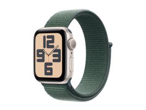 Apple Watch SE (GPS) - 2e génération - 40 mm - aluminium droit - montre intelligente avec boucle sport - deux couches de matières textiles tissées - vert lac - taille du poignet : 130-200 mm - 32 Go - Wi-Fi 4, Bluetooth - 26.4 g - MXEH3QF/A - Montres intelligentes