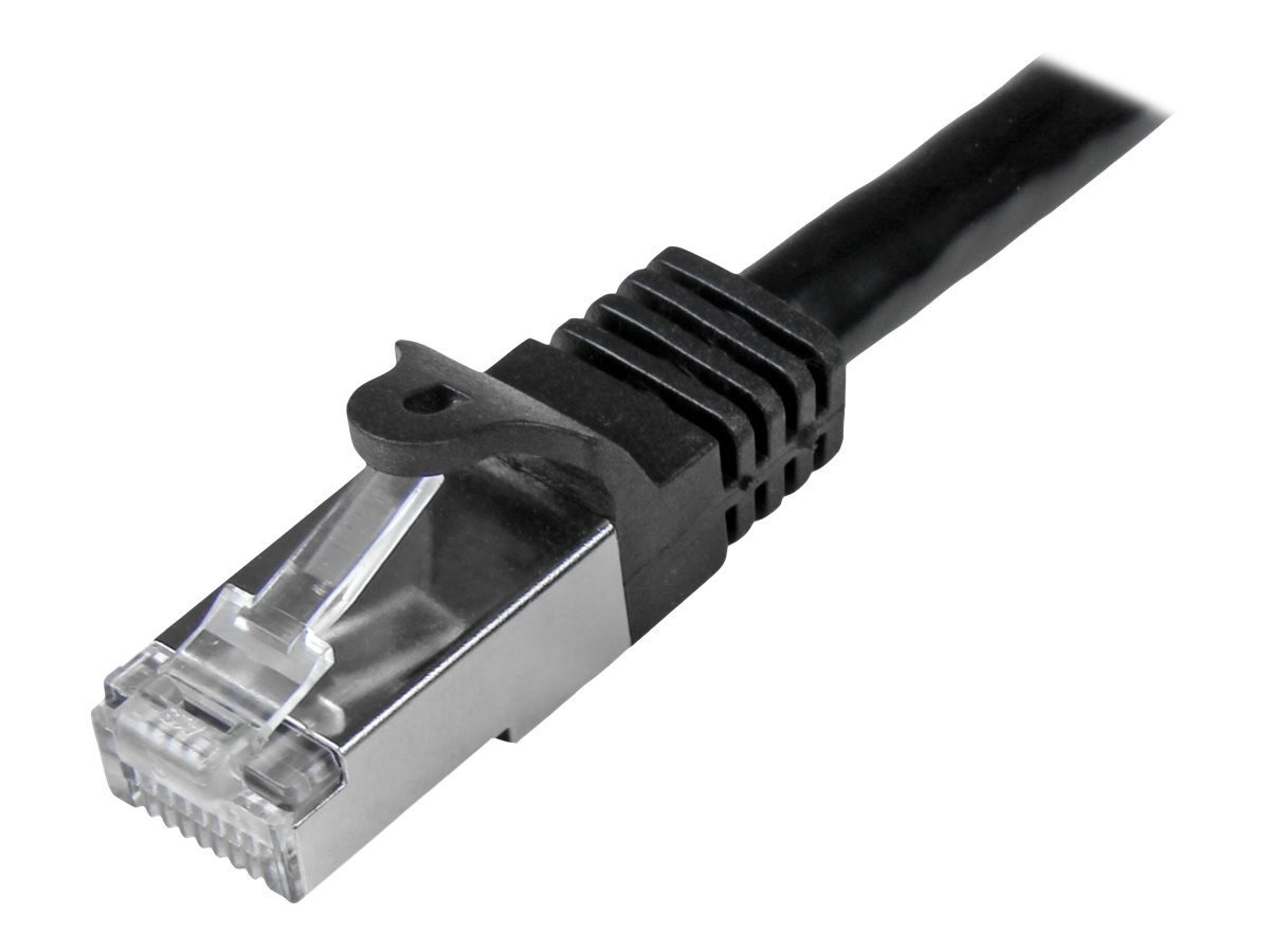 StarTech.com Câble réseau Cat6 blindé SFTP sans crochet - 2 m Noir - Cordon Ethernet RJ45 anti-accroc - Câble patch - Cordon de raccordement - RJ-45 (M) pour RJ-45 (M) - 2 m - SFTP - CAT 6 - moulé, sans crochet - noir - N6SPAT2MBK - Câbles à paire torsadée
