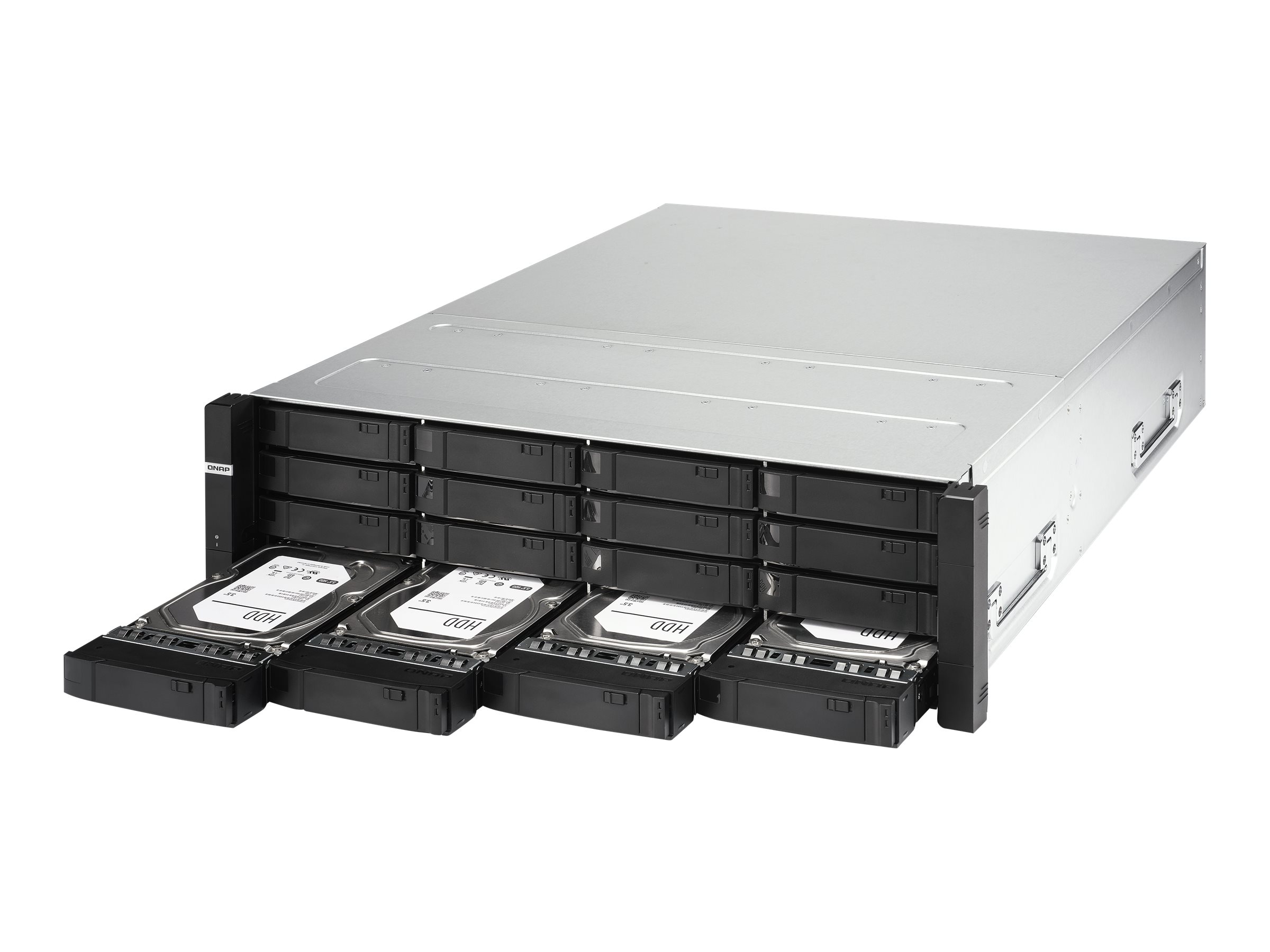 QNAP ES1686DC - Serveur NAS - 16 Baies - rack-montable - SAS 12Gb/s - RAID RAID 0, 1, 5, 6, 10, JBOD, disque de réserve 5, 6 disques de secours, disque de réserve 10, disque de réserve 1 - RAM 64 Go - Gigabit Ethernet / 10 Gigabit Ethernet - iSCSI support - 3U - ES1686DC-2123IT-64G - NAS