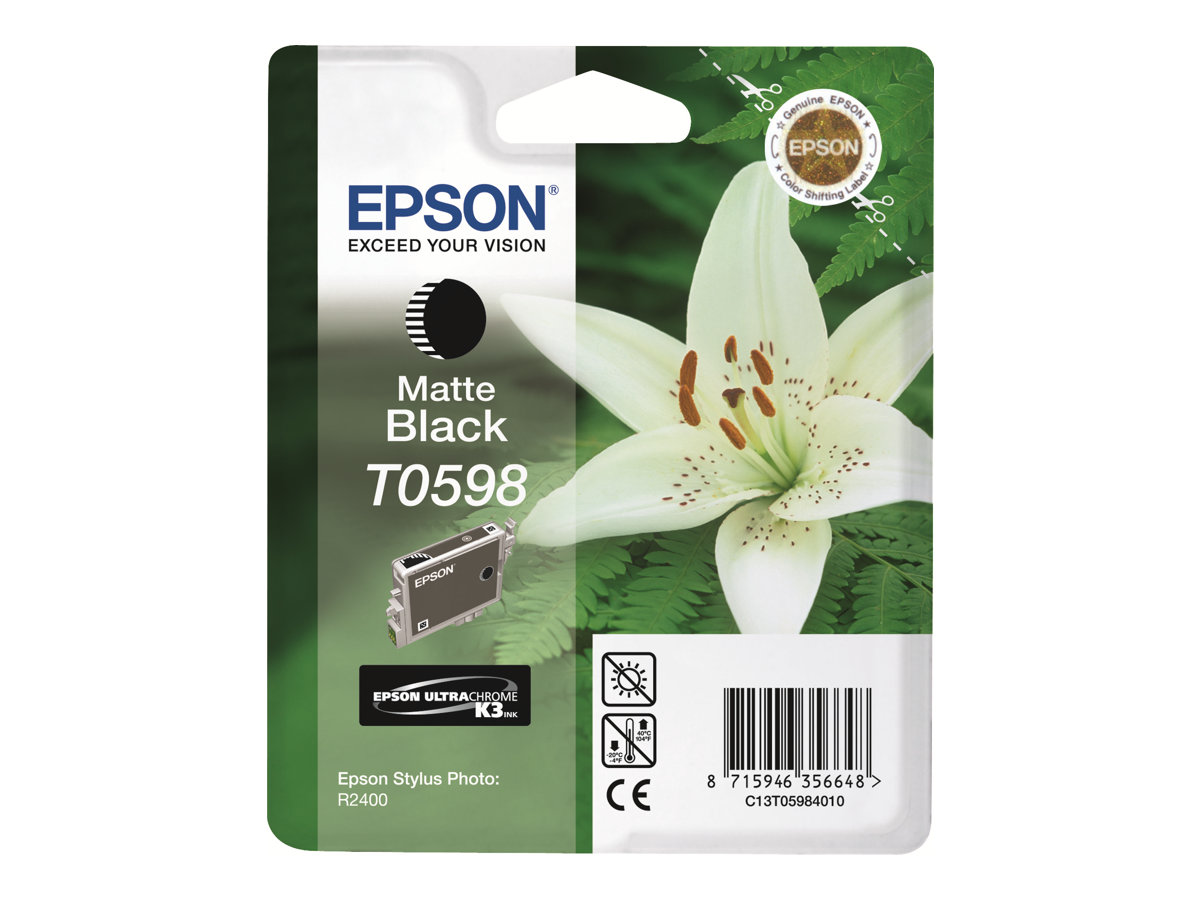 Epson T0598 - 13 ml - noir mat - original - blister - cartouche d'encre - pour Stylus Photo R2400 - C13T05984010 - Cartouches d'imprimante