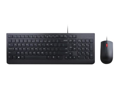 Lenovo Essential Wired Combo - Ensemble clavier et souris - USB - AZERTY - Anglais Belgique - 4X30L79887 - Claviers