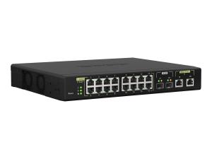 QNAP QSW-M2116P-2T2S - Commutateur - Géré - 16 x 100/1000/2.5G (PoE+) + 2 x 10 Gigabit SFP+ + 2 x 100/1000/2.5/5/10G (PoE++) - de bureau, Montable sur rack - PoE++ (280 W) - QSW-M2116P-2T2S - Commutateurs Gigabit 10/25/40/50/100