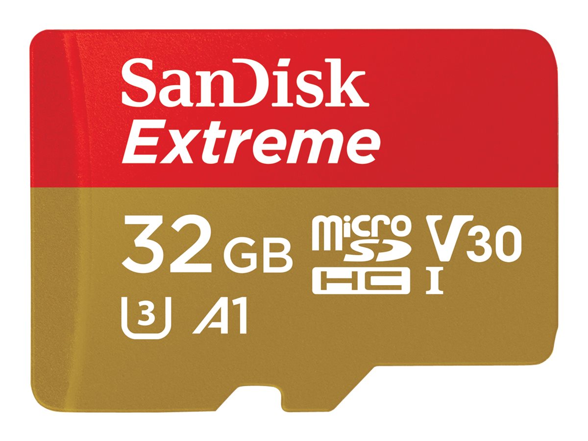 SanDisk Extreme - Carte mémoire flash - 32 Go - A1 / Video Class V30 / UHS-I U3 / Class10 - microSDHC UHS-I - SDSQXAF-032G-GN6GN - Cartes flash