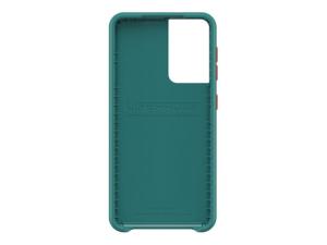 LifeProof WAKE - Coque de protection pour téléphone portable - 85 % de plastique recyclé provenant de l'océan - en bas (vert/orange) - modèle d'onde douce - pour Samsung Galaxy S21 5G - 77-81256 - Coques et étuis pour téléphone portable