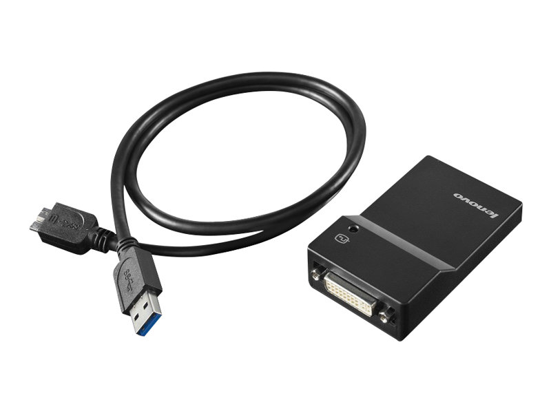 Lenovo USB 3.0 to DVI/VGA Monitor Adapter - Adaptateur vidéo externe - USB 3.0 - DVI - 0B47072 - Adaptateurs vidéo grand public