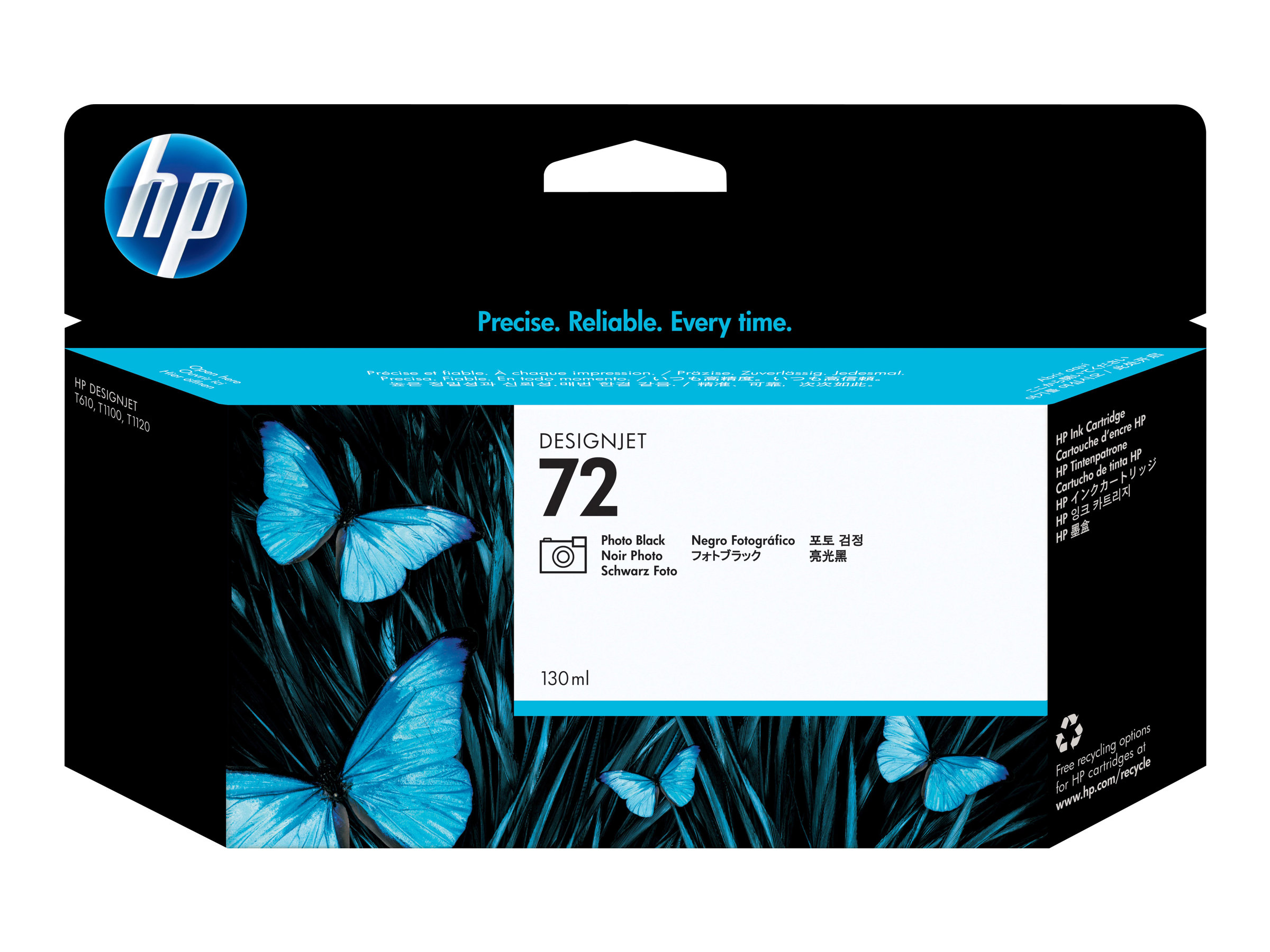 HP 72 - 130 ml - photo noire - original - DesignJet - cartouche d'encre - pour DesignJet T1100, T1100ps, T1200, T1200ps, T1300, T610, T620, T770, T790 - C9370A - Cartouches d'imprimante