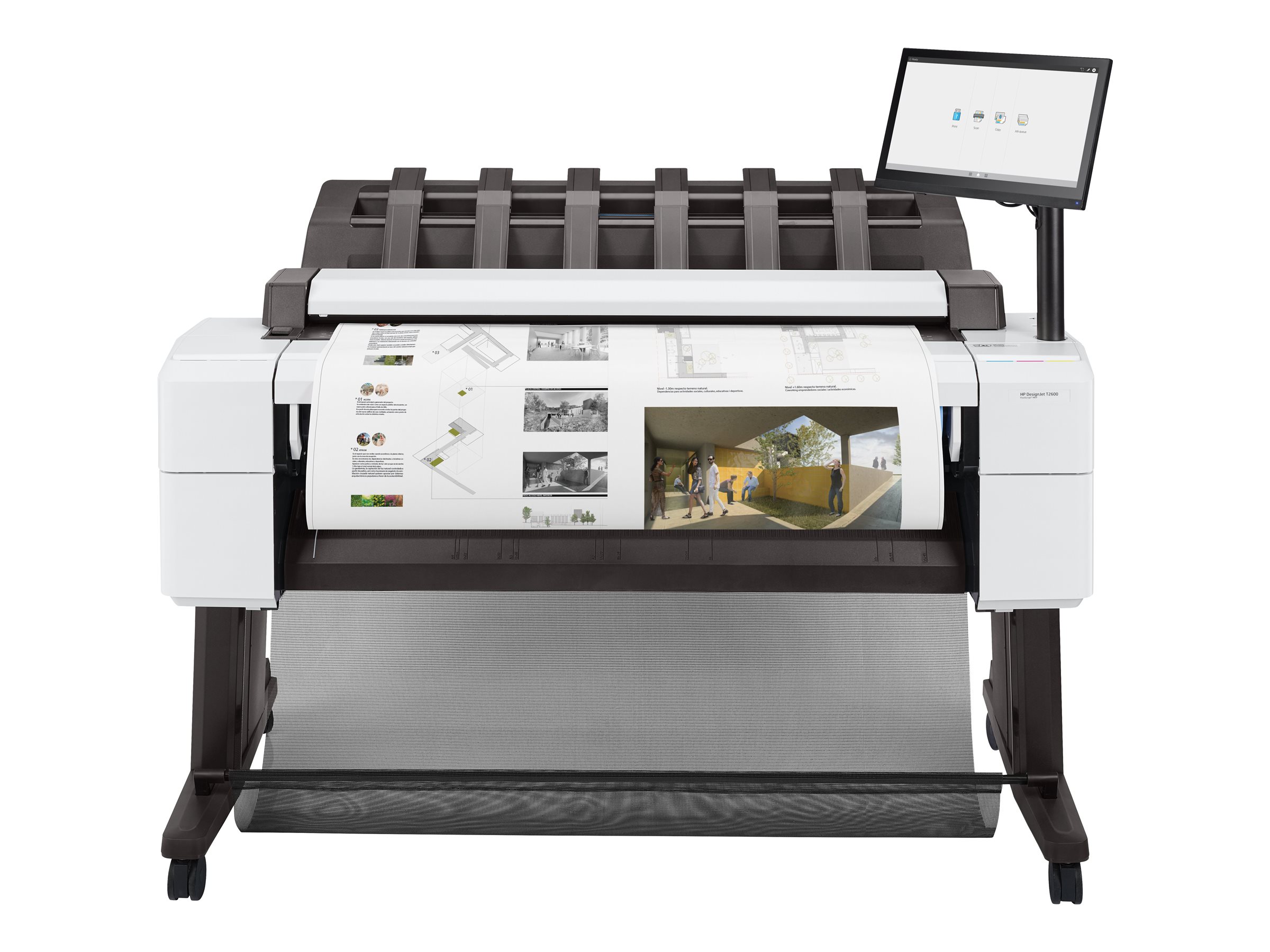 HP DesignJet T2600dr PostScript MFP - 36" imprimante multifonctions - couleur - jet d'encre - 914 x 8000 mm, 610 x 15000 mm (original) - Rouleau (91,4 cm x 91,4 m), 914 x 1219 mm (support) - jusqu'à 0.32 min/page (impression) - 2 rouleaux - Gigabit LAN, USB - 3EK15A#B19 - Imprimantes multifonctions