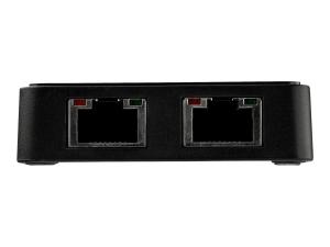StarTech.com Adaptateur réseau USB 3.0 vers 2 ports Gigabit Ethernet - Convertisseur USB vers 2x RJ45 avec port USB intégré - Noir - Adaptateur réseau - USB 3.0 - 1GbE - 1000Base-T - 2 ports - noir - USB32000SPT - Cartes réseau