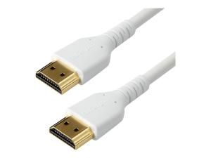 StarTech.com Câble HDMI de haute vitesse avec Ethernet - 1 m - 4K 60 Hz - Premium - Renforcé et durable - Blanc - Premium High speed - câble HDMI avec Ethernet - HDMI mâle pour HDMI mâle - 1 m - blanc - pour P/N: TB3DKM2HDL - RHDMM1MPW - Câbles HDMI