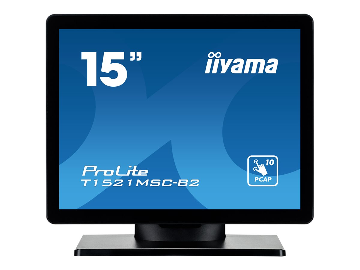 iiyama ProLite T1521MSC-B2 - Écran LED - 15" - écran tactile - 1024 x 768 - TN - 370 cd/m² - 800:1 - 8 ms - HDMI, VGA - haut-parleurs - noir mat - T1521MSC-B2 - Écrans d'ordinateur