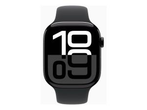 Apple Watch Series 10 (GPS + Cellular) - 46 mm - aluminium noir jais - montre intelligente avec bande sport - fluoroélastomère - noir - taille du bracelet : S/M - 64 Go - LTE, Wi-Fi 4, UWB, Bluetooth - 4G - 35.3 g - MWY33QF/A - Montres intelligentes