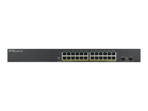 Zyxel GS1900-24HPv2 - Commutateur - intelligent - 24 x 10/100/1000 (PoE) + 2 x 10/100/1000 - Montable sur rack, fixation murale - PoE (170 W) - GS190024HPV2-EU0101F - Concentrateurs et commutateurs gigabit