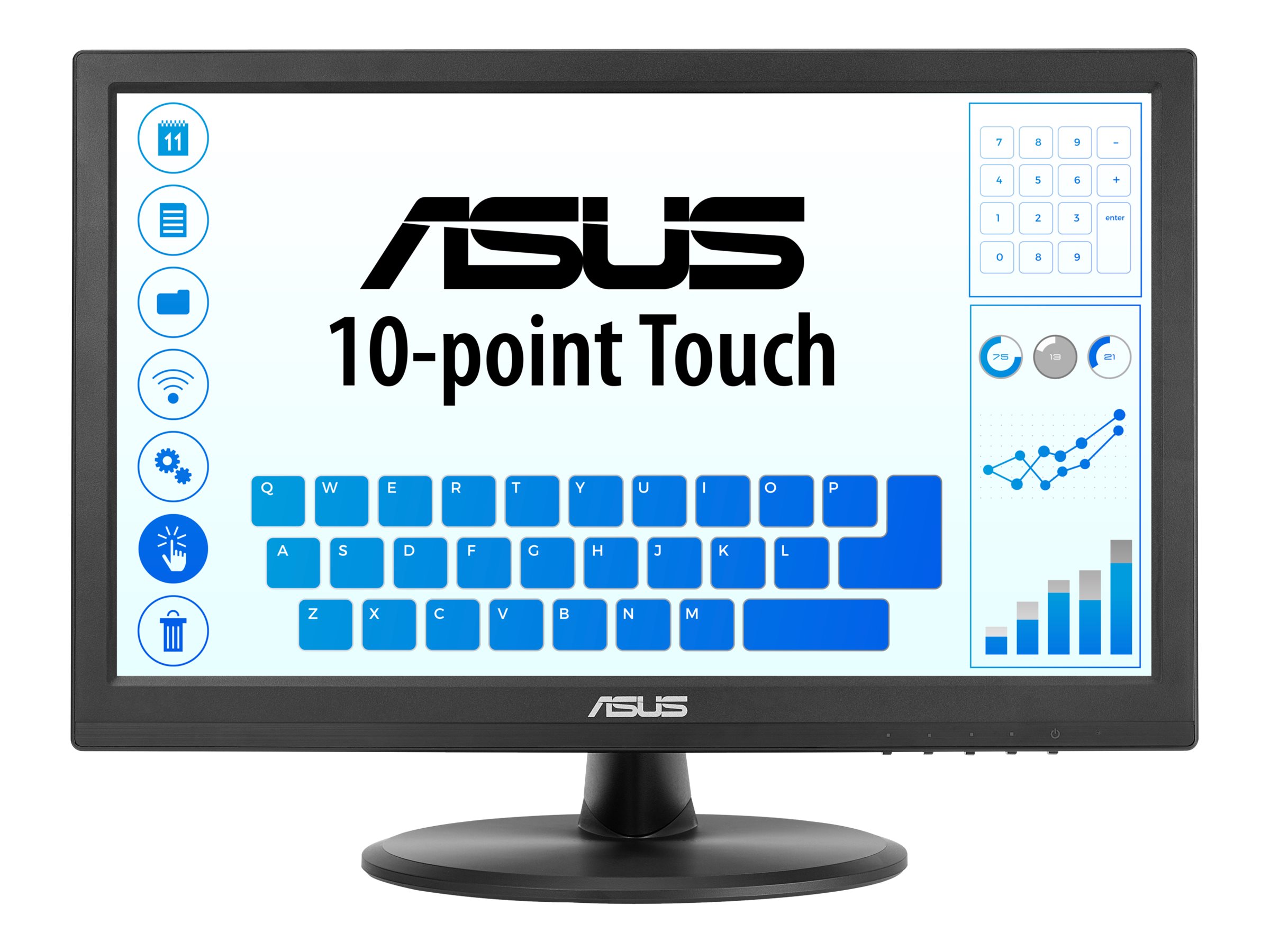 ASUS VT168HR - Écran LED - 15.6" - écran tactile - 1366 x 768 WXGA @ 60 Hz - TN - 220 cd/m² - 400:1 - 5 ms - HDMI, VGA - 90LM02G1-B04170 - Écrans d'ordinateur