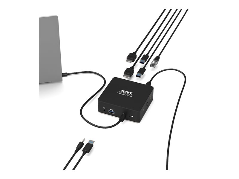 PORT connect USB-C & USB-A Dual Video Docking Station 2 X 2K - Station d'accueil - USB-C / USB 3.0 - 2 x HDMI - 1GbE - 100 Watt - 901908 - Stations d'accueil pour ordinateur portable