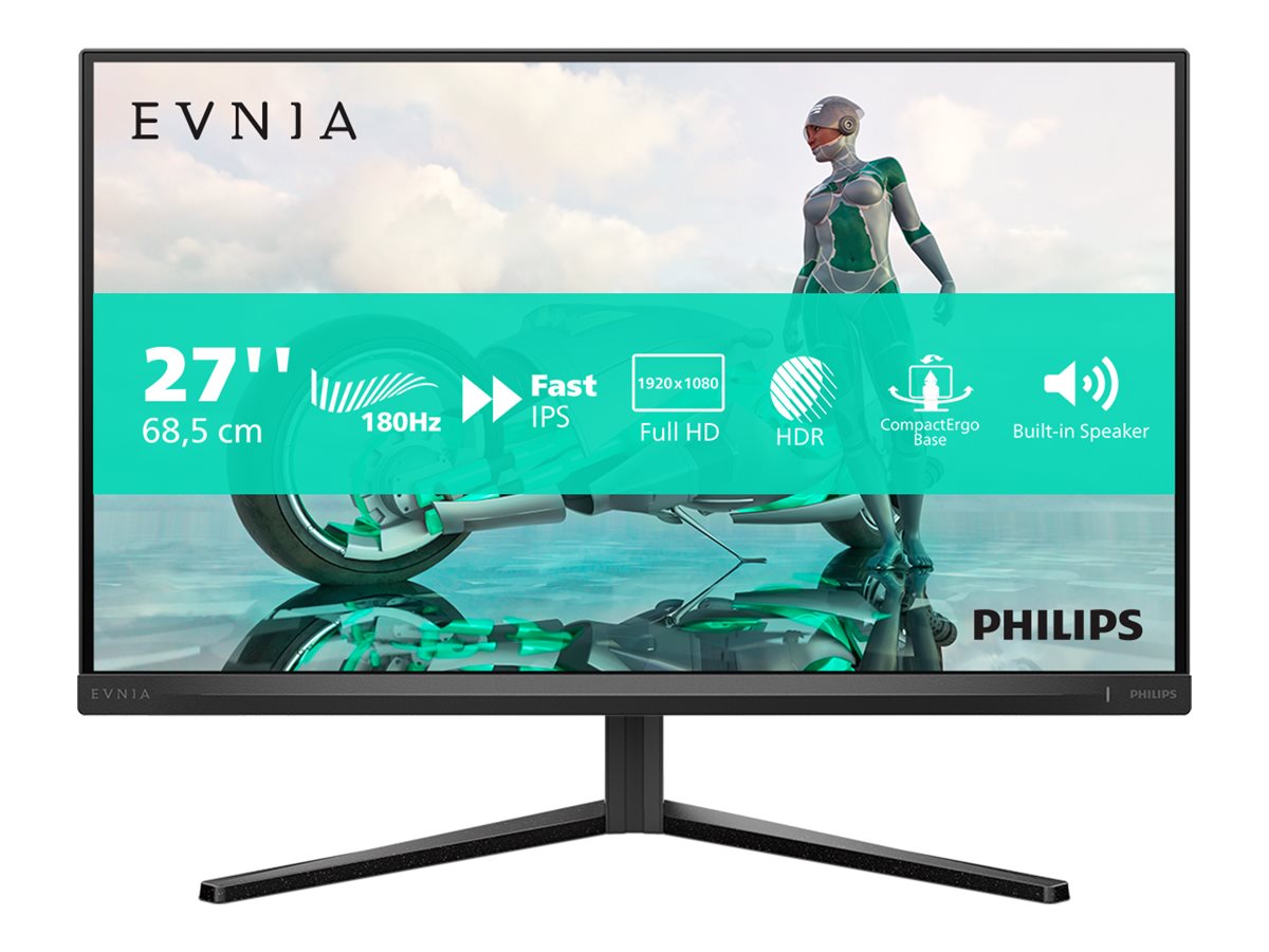 Philips Evnia 3000 27M2N3200A - Écran LED - jeux - 27" - 1920 x 1080 Full HD (1080p) @ 180 Hz - IPS - 300 cd/m² - 1000:1 - HDR10 - 0.5 ms - 2xHDMI, DisplayPort - haut-parleurs - Charbon - 27M2N3200A/00 - Écrans d'ordinateur