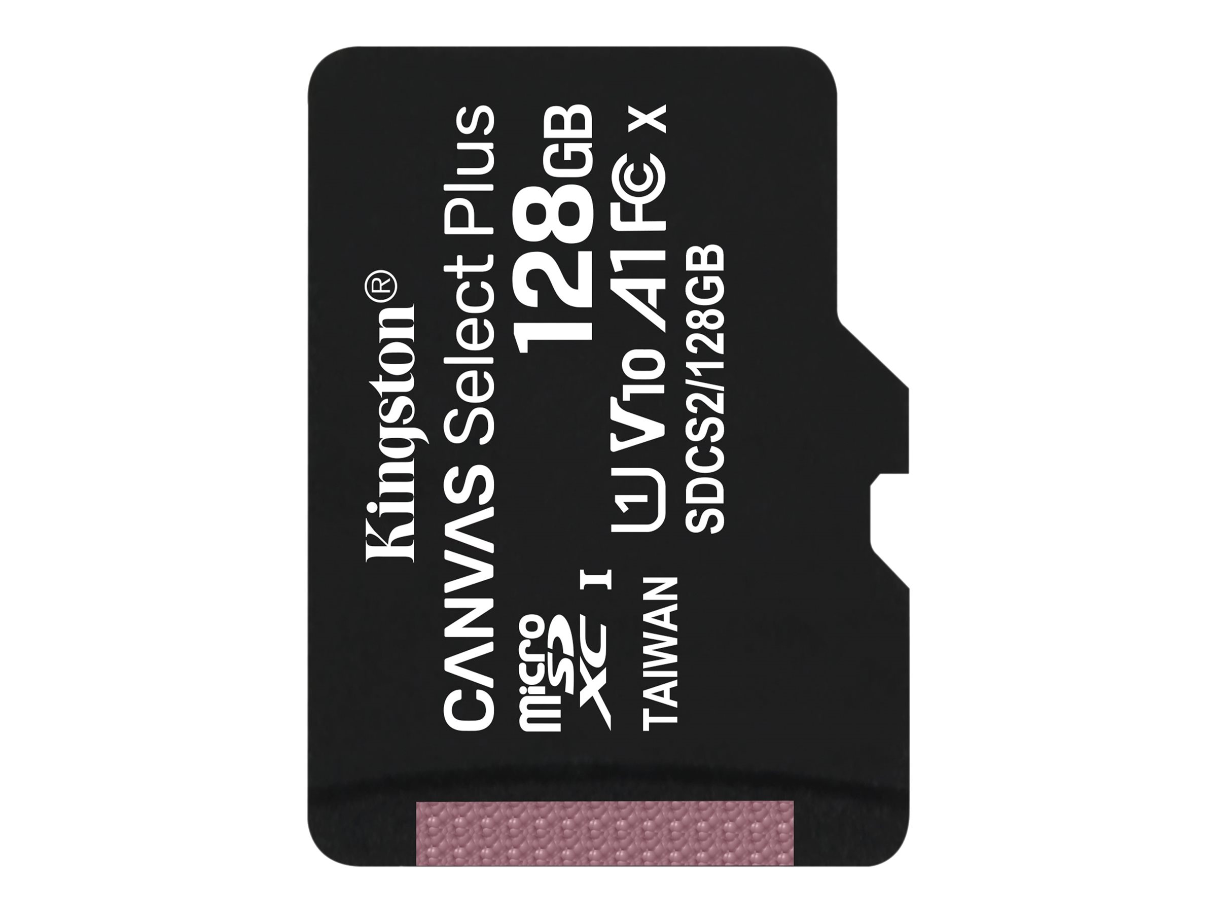 Kingston Canvas Select Plus - Carte mémoire flash - 128 Go - A1 / Video Class V10 / UHS Class 1 / Class10 - microSDXC UHS-I - SDCS2/128GBSP - Cartes flash