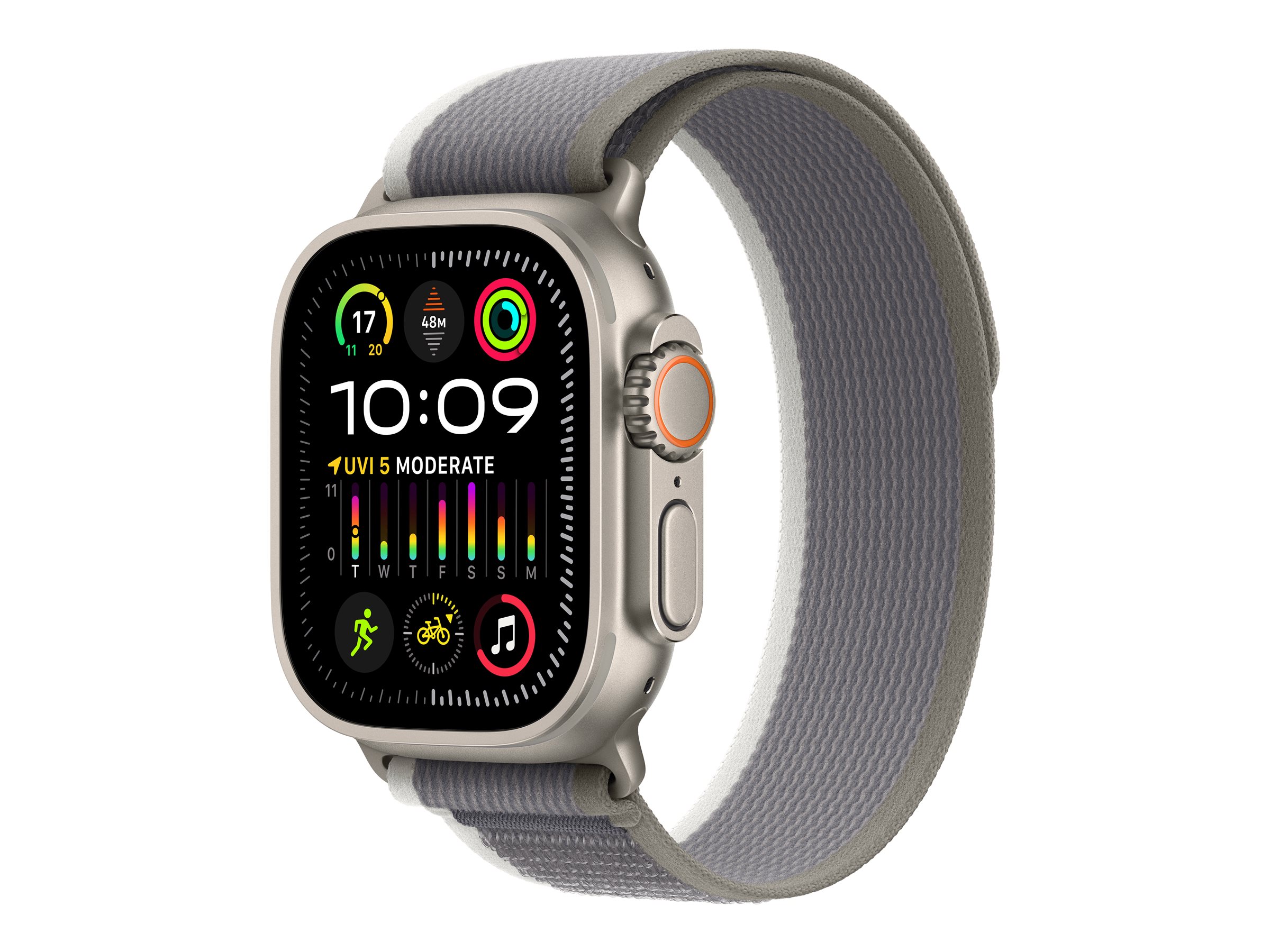 Apple - Boucle pour montre intelligente - 49 mm - taille P/M - gris, vert - MT5Y3ZM/A - Accessoires pour smart watch