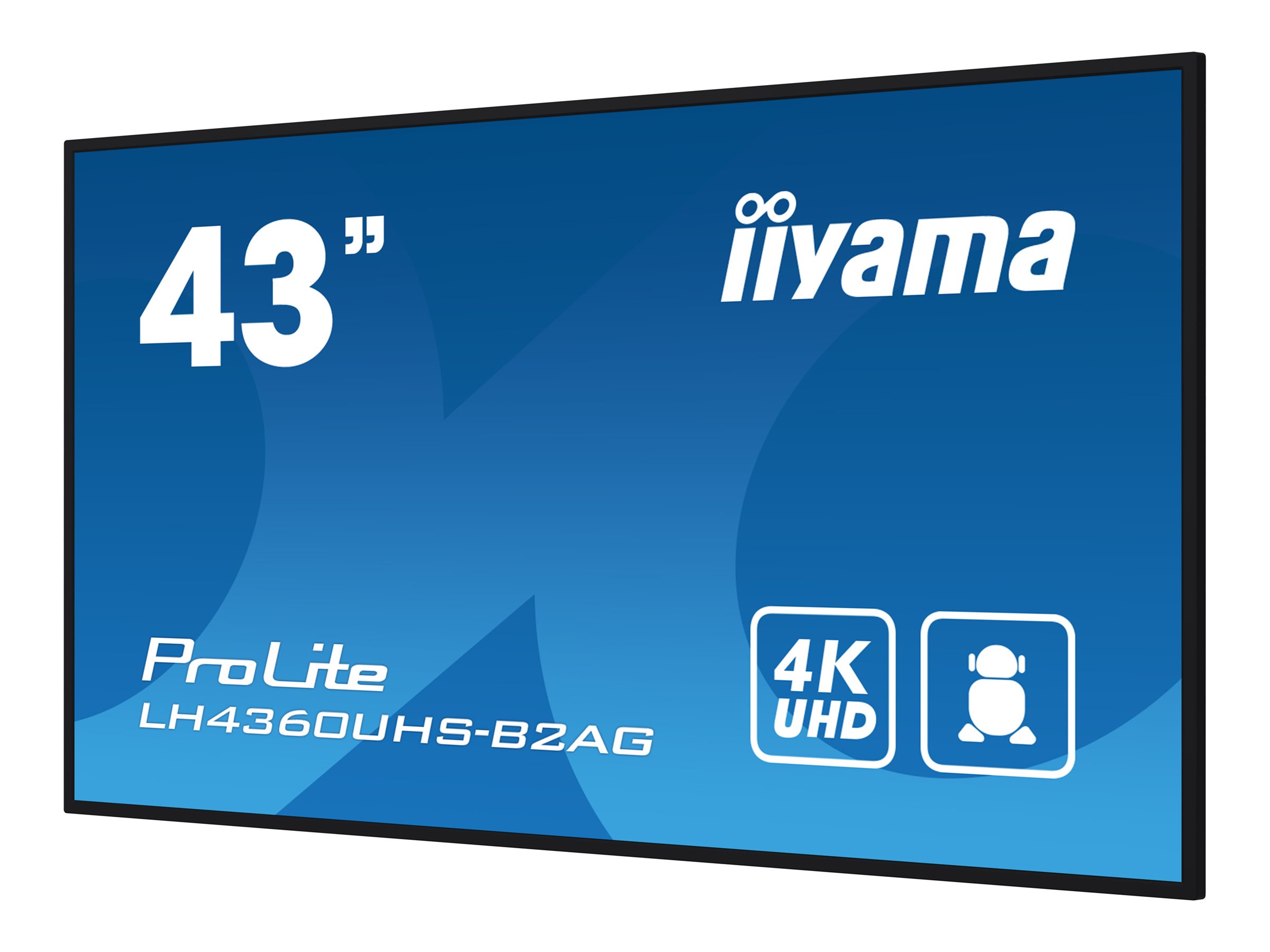 iiyama ProLite LH4360UHS-B2AG - Classe de diagonale 43" (42.5" visualisable) écran LCD rétro-éclairé par LED - signalisation numérique - avec lecteur multimédia SoC intégré - Android - 4K UHD (2160p) 3840 x 2160 - DEL de façade - noir - LH4360UHS-B2AG - Écrans de signalisation numérique