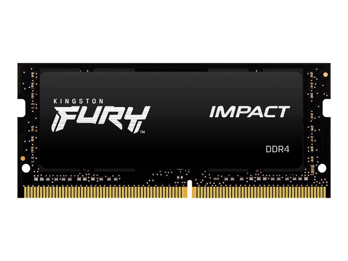 Kingston FURY Impact - DDR4 - kit - 32 Go: 2 x 16 Go - SO DIMM 260 broches - 2666 MHz / PC4-21300 - CL16 - 1.2 V - mémoire sans tampon - non ECC - noir - KF426S16IBK2/32 - Mémoire pour ordinateur portable