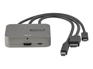 StarTech.com Adaptateur MultiPorts 3-en-1 vers HDMI - Convertisseur USB-C 4K 60Hz , HDMI/mDP vers HDMI pour Salles de Conférences - Adaptateur Digital AV Video Écrans/Affichages HDMI (CDPHDMDP2HD) - Adaptateur vidéo - HDMI, Mini DisplayPort, 24 pin USB-C mâle pour HDMI, Micro-USB de type B (alimentation uniquement) femelle - noir - support pour 4K60Hz (3840 x 2160) - CDPHDMDP2HD - Accessoires pour téléviseurs