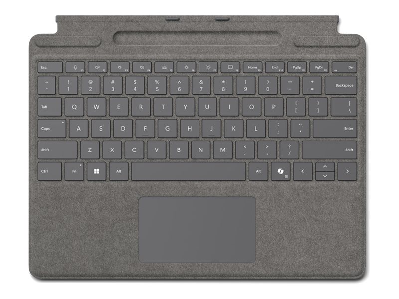 Microsoft Surface Pro Keyboard for Business - Clavier - avec rangement pour stylos - avec accéléromètre, pavé tactile, plateau de stockage et de recharge du Surface Slim Pen - rétroéclairé - AZERTY - Français - platine - avec Slim Pen - pour Surface Pro 10 for Business, Pro 8 for Business, Pro 9 for Business, Pro X for Business - 8X8-00167 - Claviers